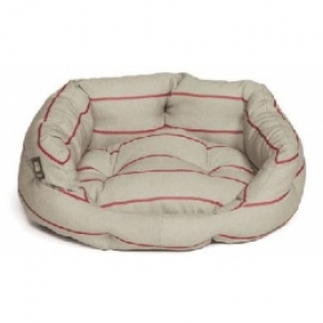 Large++ Red Striped Slumber Dog Bed - Danish Design Heritage Herringbone 101cm 40"